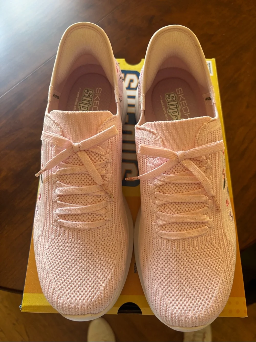 Skechers Women’s Light Pink Knit Slip-On Athletic Sneakers
